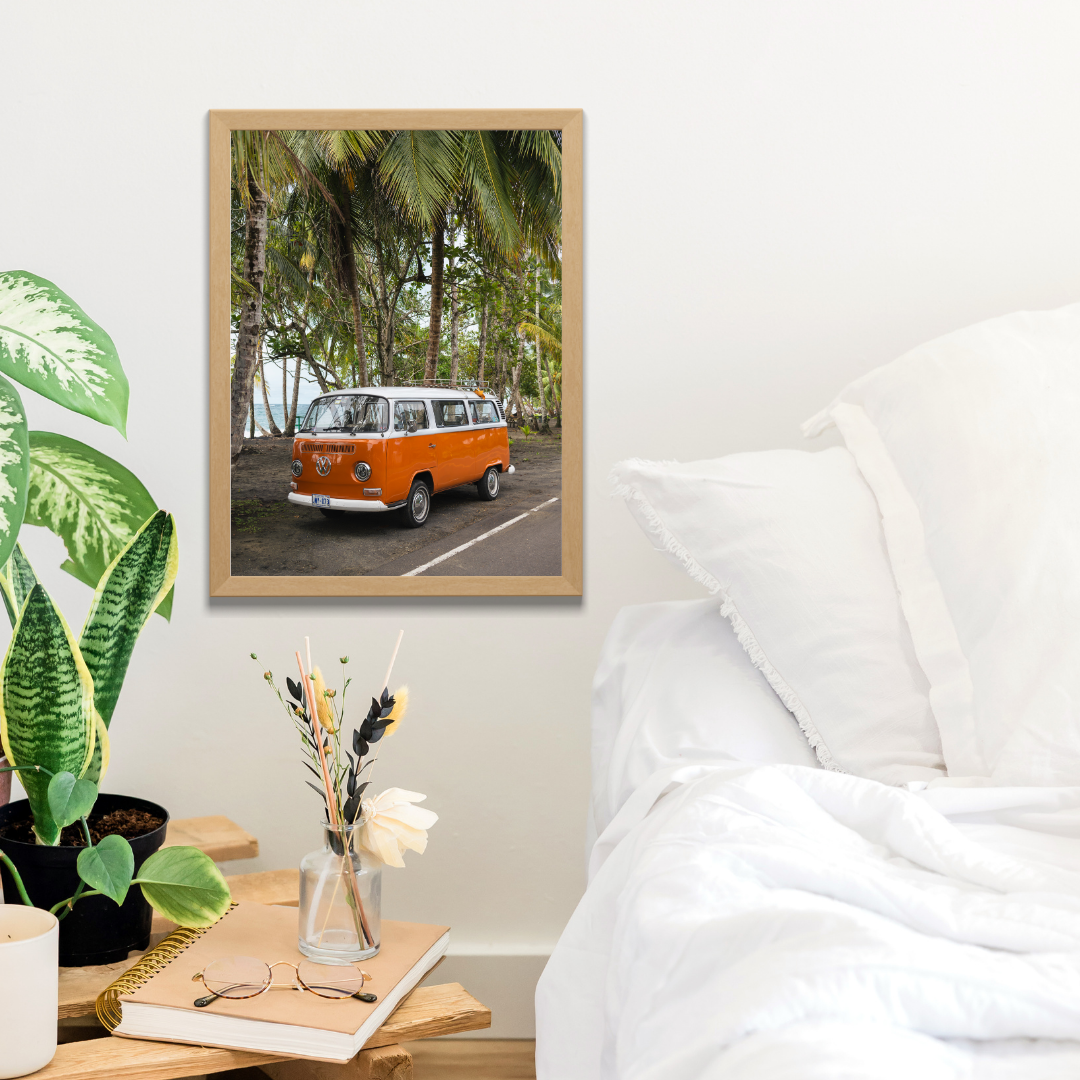 framed costa rica westfalia camper van print fine art print, wooden frame, travel photography print, costa rica photography, travel decor