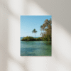 oasis tropicale avec support à affiche en bois
