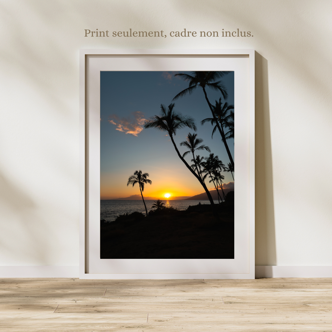 hawaii beach sunset art print fine art print, travel photography print, hawaii photography, beach print, travel decor, wall art