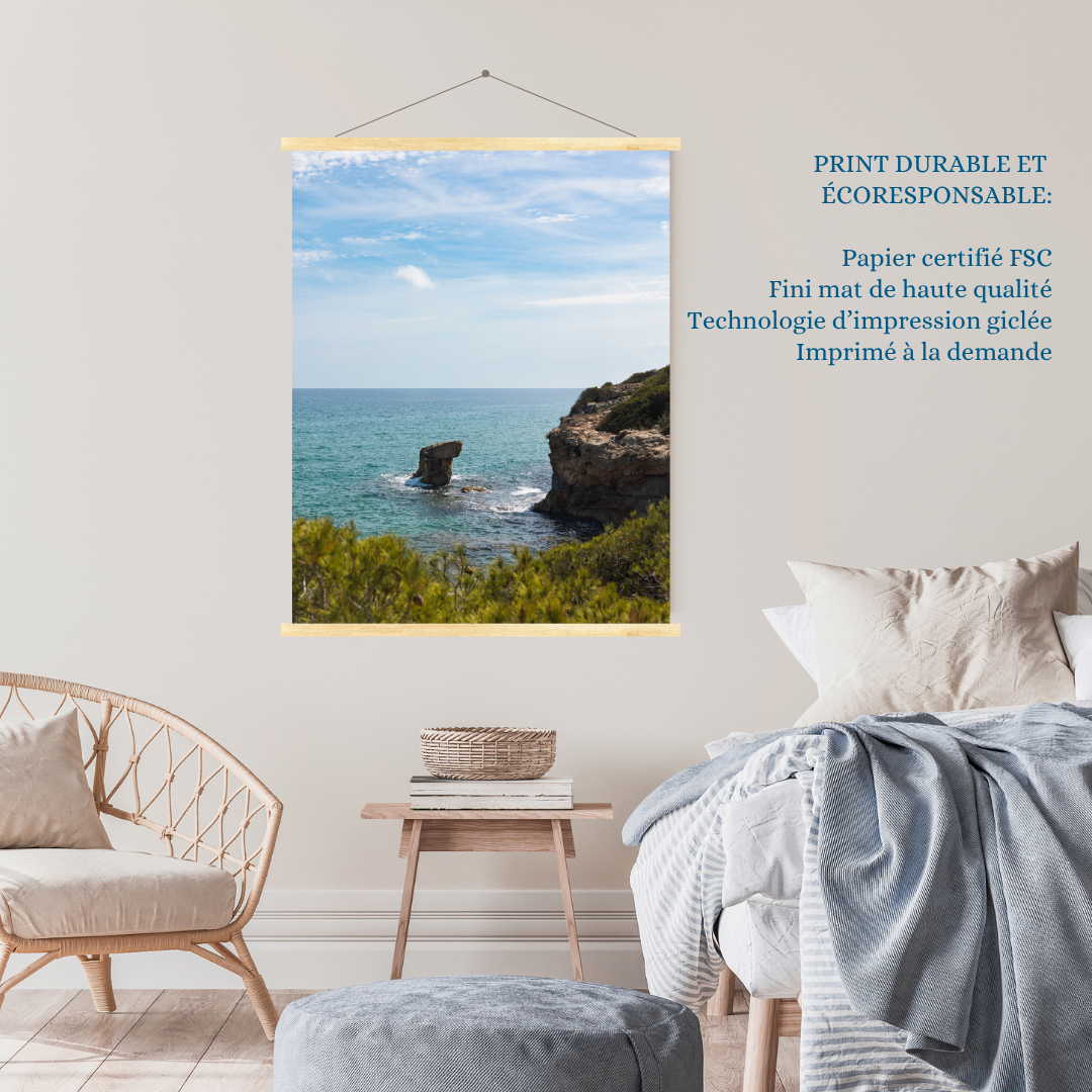 print coastal photography spain wood hangers fine art wall decor beach aesthetic poster living room wall art gift for traveler