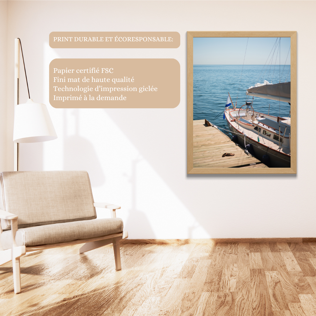 print boat photography fine art wall decor bedroom print ocean aesthetic poster living room wall art gift for traveler