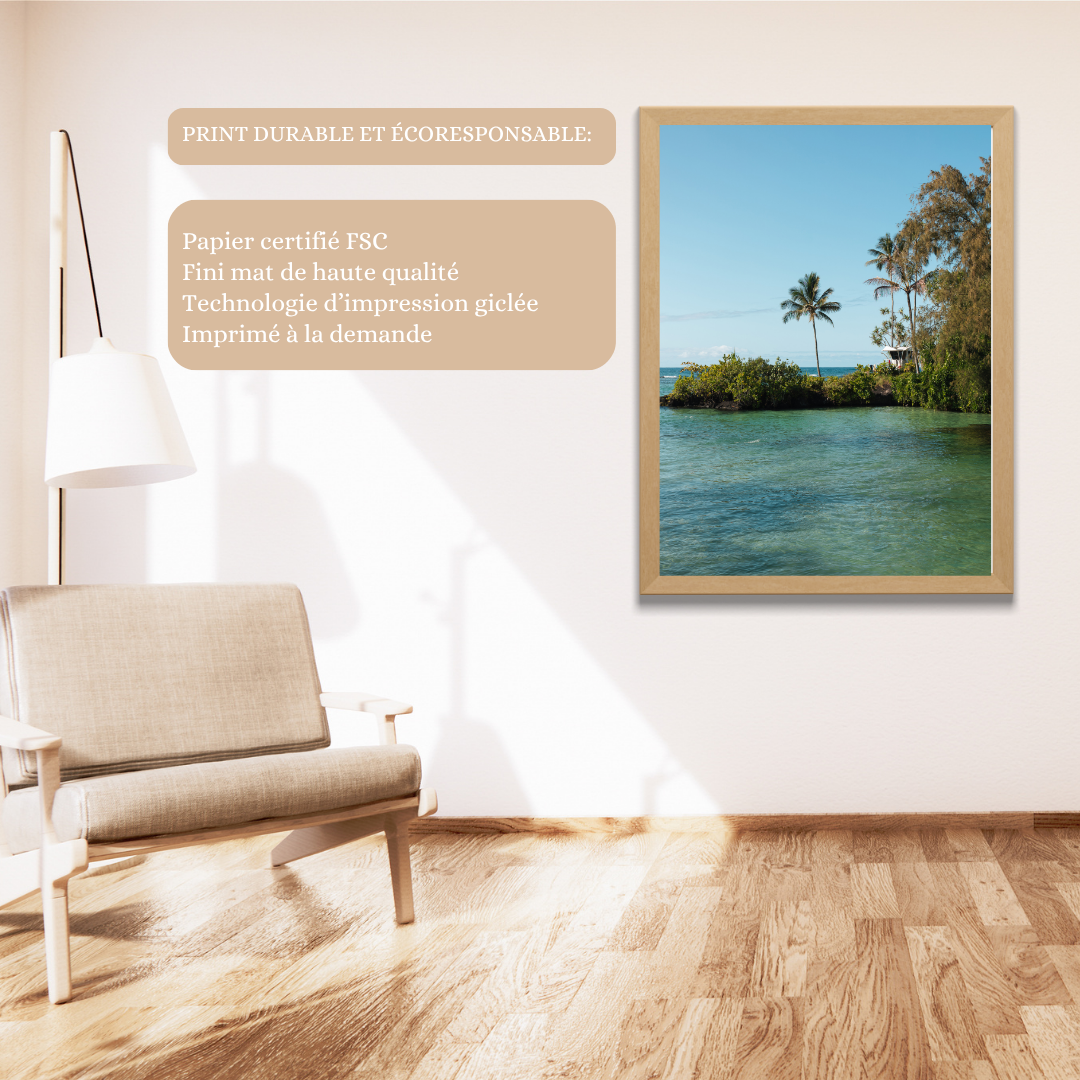 oasis tropicale avec support à affiche en bois oasis tropicale avec support à affiche en bois