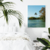 oasis tropicale avec support à affiche en bois
