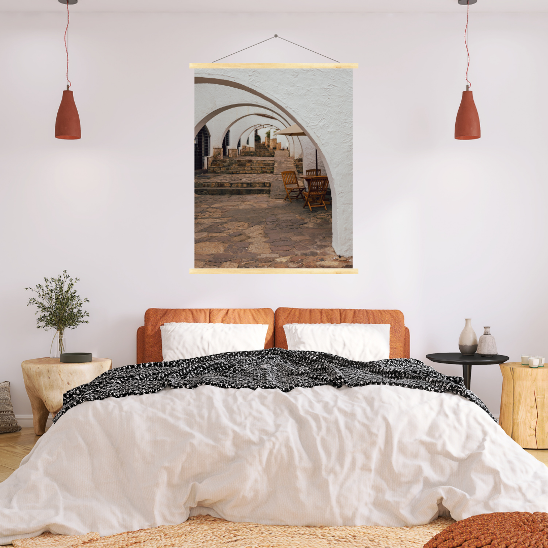 la terrasse du café avec cadre en bois