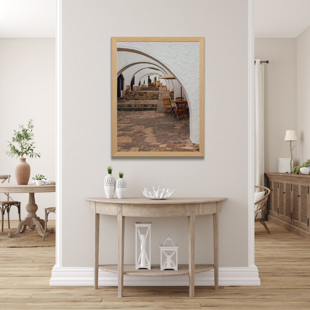 la terrasse du café avec cadre en bois