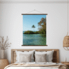 oasis tropicale avec support à affiche en bois