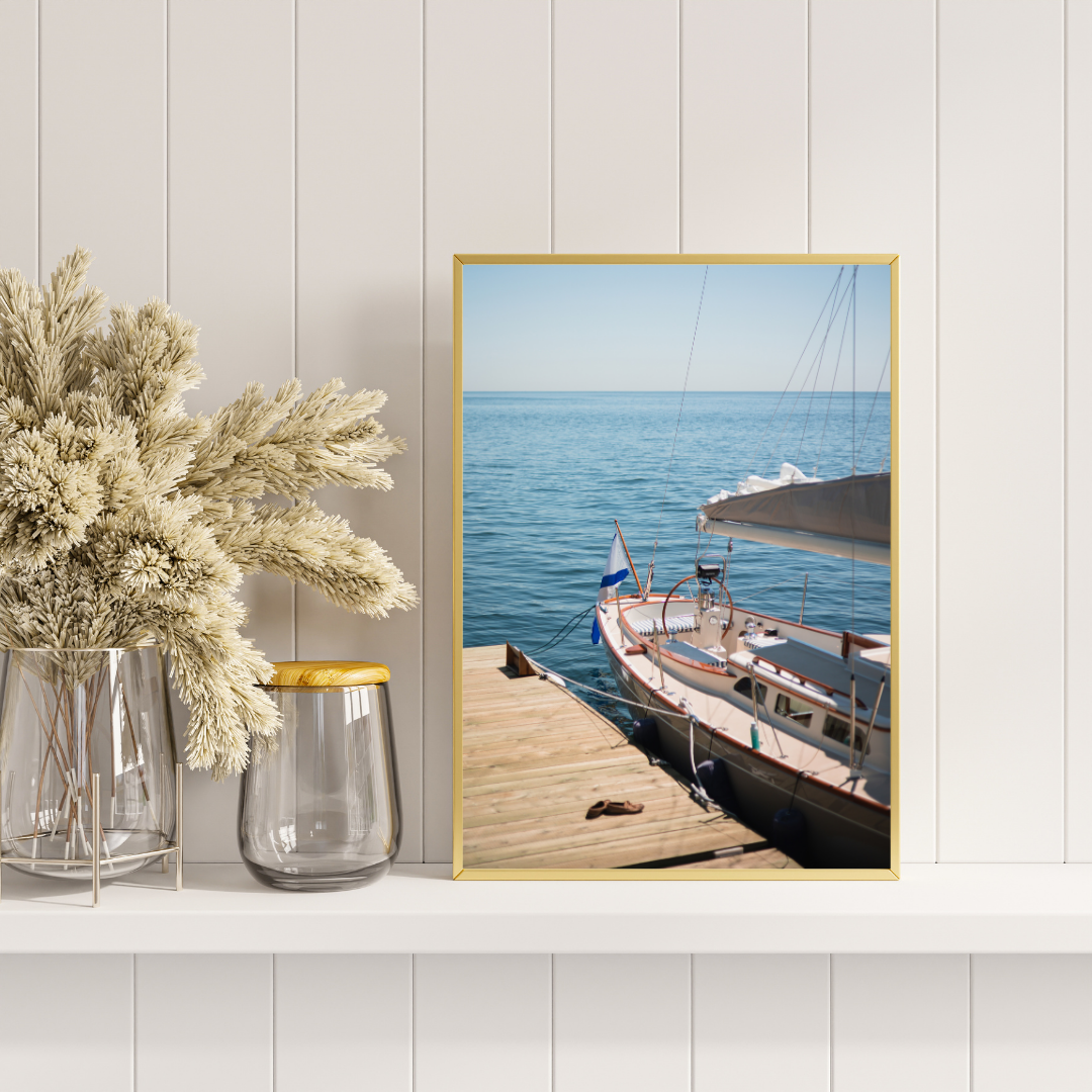 print boat photography fine art wall decor bedroom print ocean aesthetic poster living room wall art gift for traveler