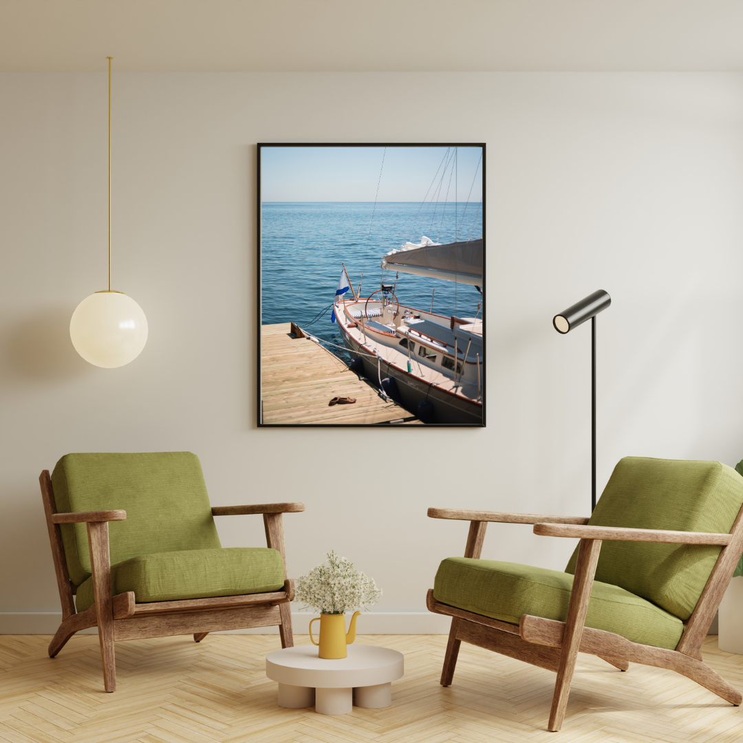 print boat photography fine art wall decor bedroom print ocean aesthetic poster living room wall art gift for traveler