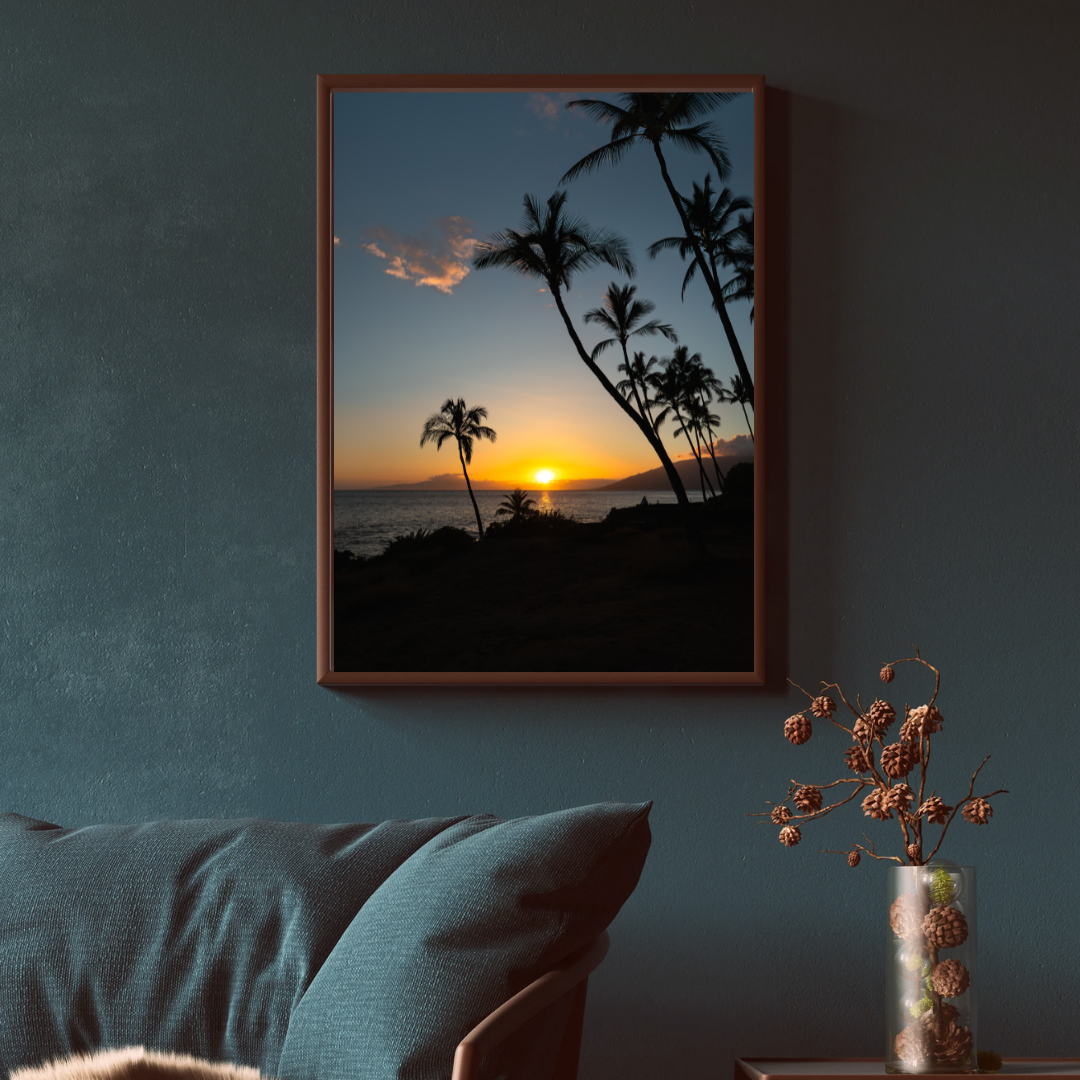 hawaii beach sunset art print fine art print, travel photography print, hawaii photography, beach print, travel decor, wall art