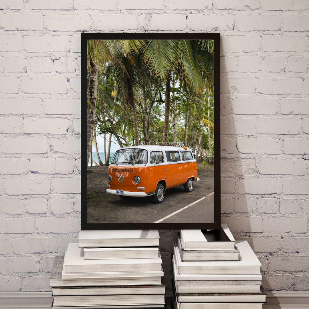 framed costa rica westfalia camper van print fine art print, wooden frame, travel photography print, costa rica photography, travel decor