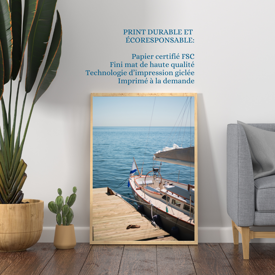 print boat photography fine art wall decor bedroom print ocean aesthetic poster living room wall art gift for traveler