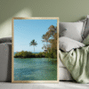 oasis tropicale avec support à affiche en bois