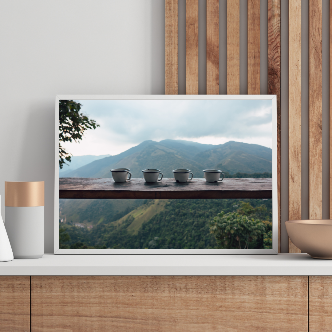 framed print coffee photography colombia fine art mountain wall decor for coffee lover poster dining room art gift for traveler