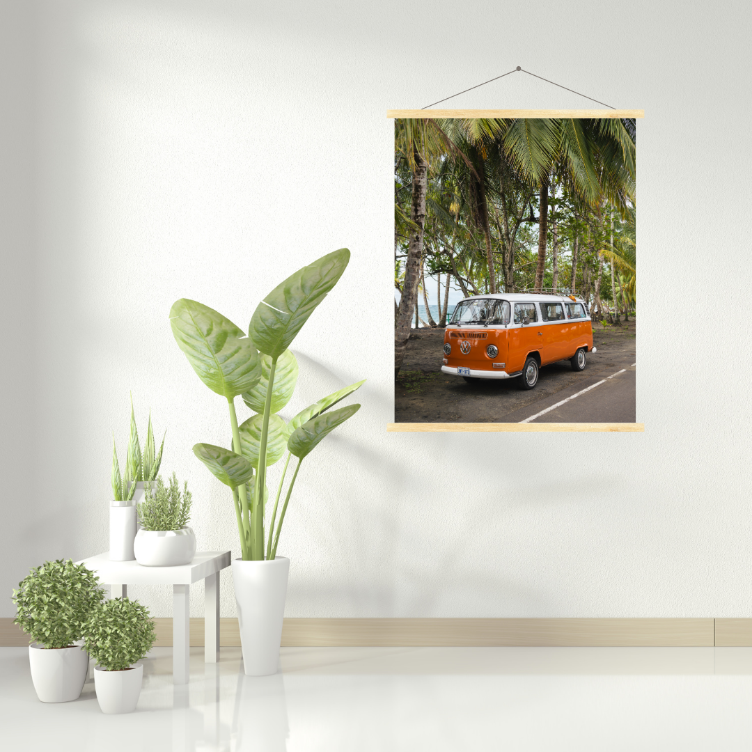 framed costa rica westfalia camper van print fine art print, wooden frame, travel photography print, costa rica photography, travel decor