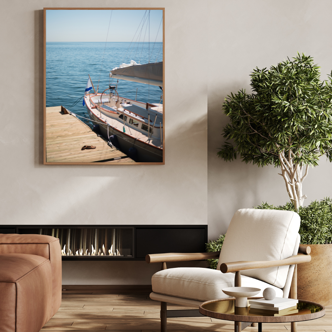 print boat photography fine art wall decor bedroom print ocean aesthetic poster living room wall art gift for traveler
