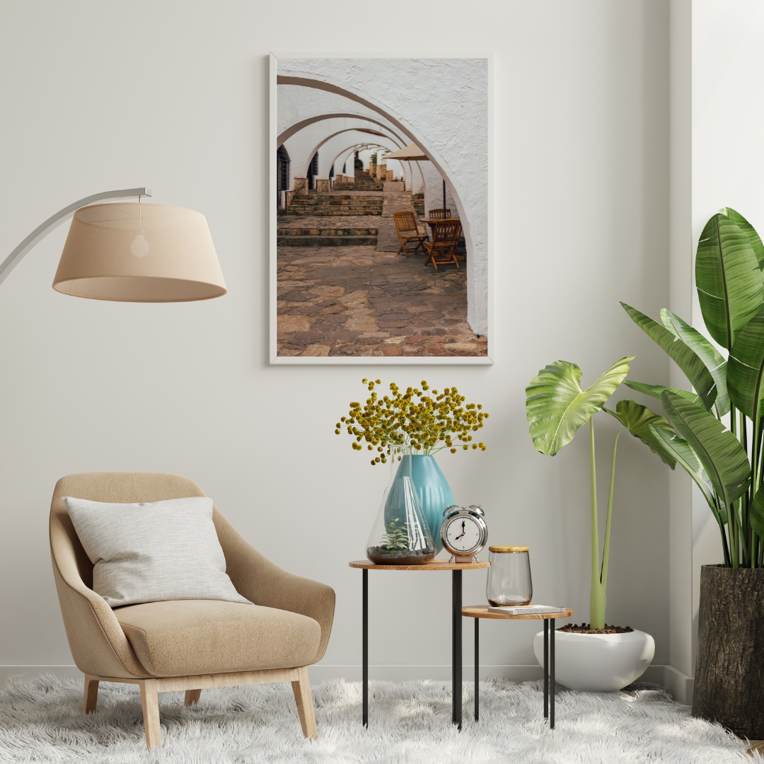 la terrasse du café avec cadre en bois