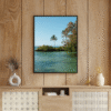 oasis tropicale avec support à affiche en bois