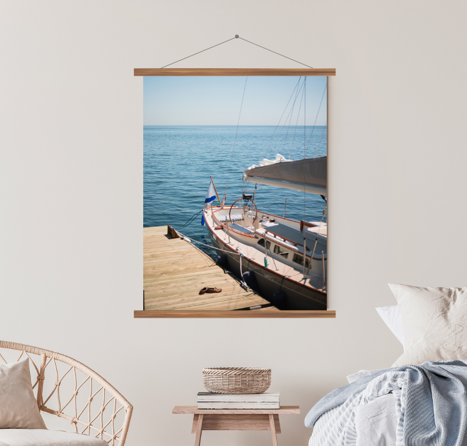 print boat photography wood hangers wall art decor print ocean aesthetic poster living room wall art sailboat gift for traveler