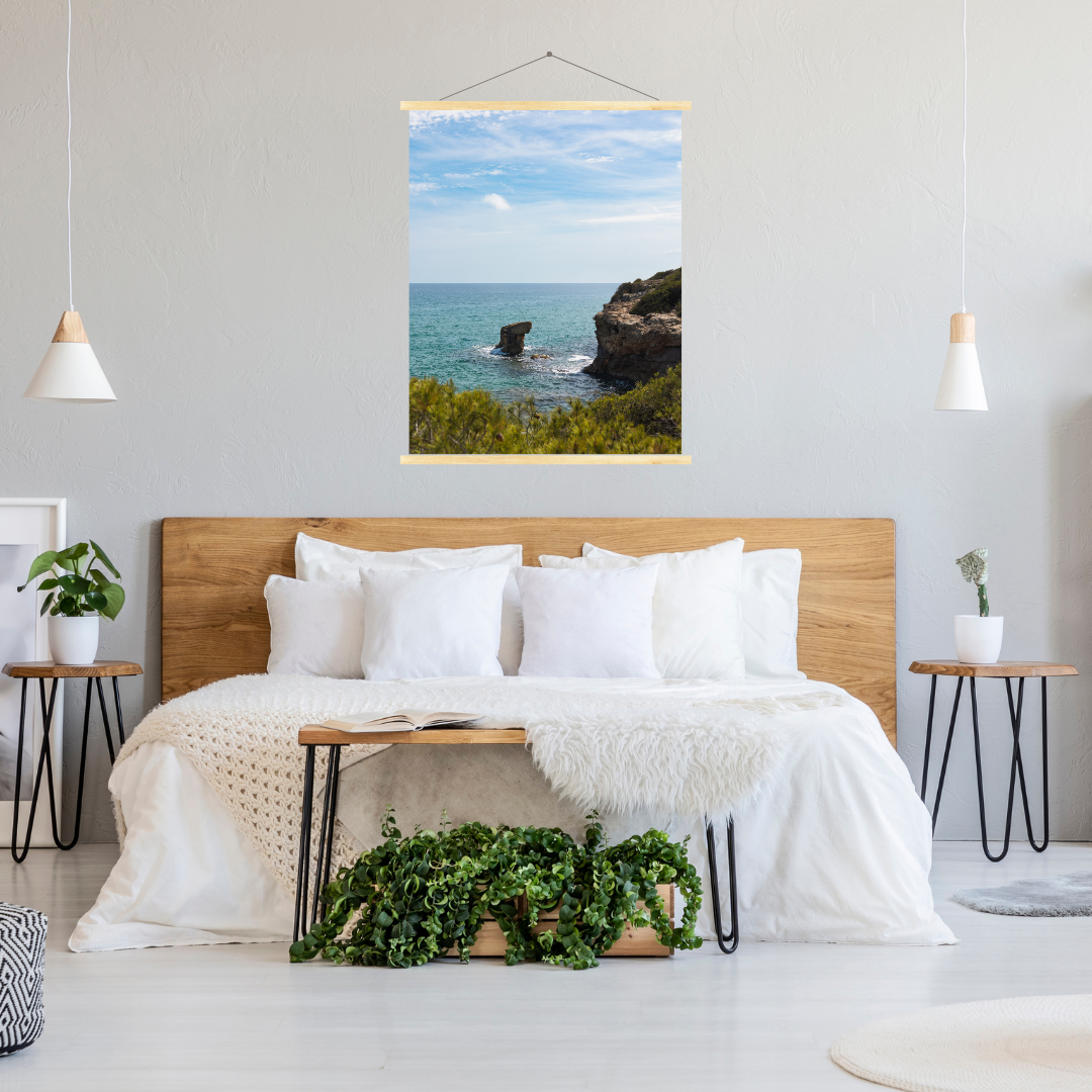 print coastal photography spain wood hangers fine art wall decor beach aesthetic poster living room wall art gift for traveler