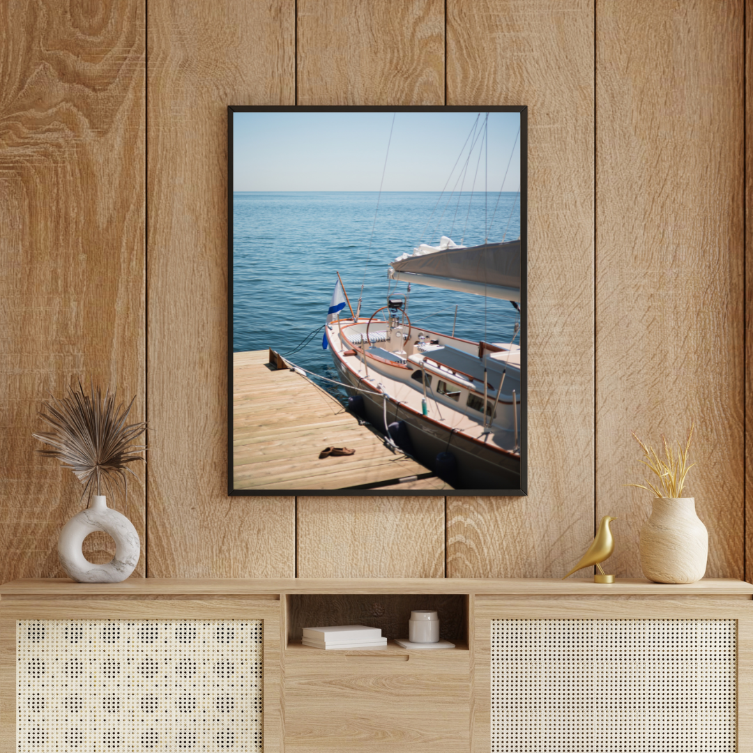 framed print boat photography travel wall art decor print ocean aesthetic poster living room sailboat wall art gift for traveler