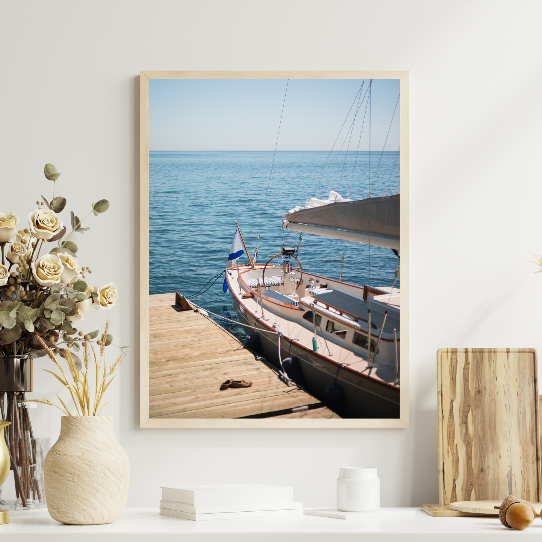 framed print boat photography travel wall art decor print ocean aesthetic poster living room sailboat wall art gift for traveler