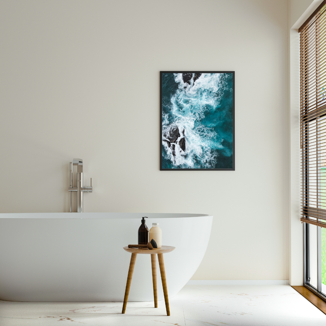 framed hawaii ocean waves print fine art print, wooden frame, travel photography print, hawaii photography, travel decor