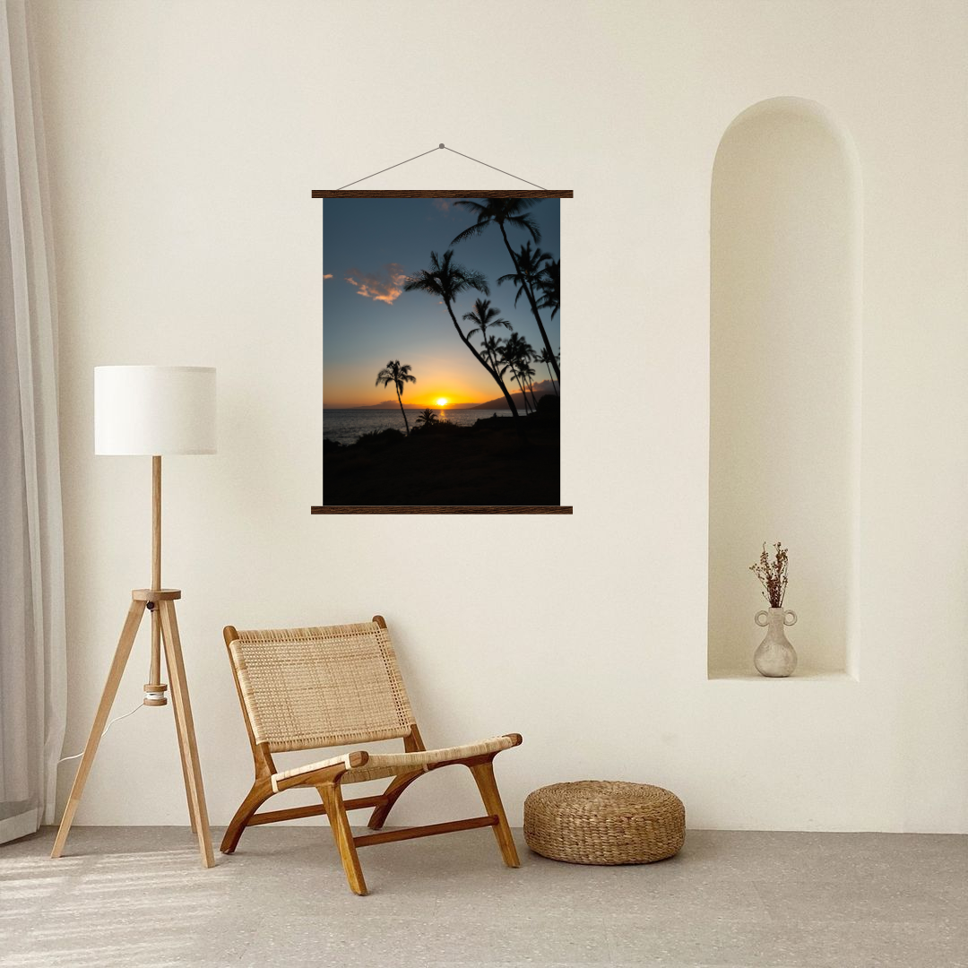 hawaii beach sunset art print with hangers fine art print, travel photography print, hawaii photography, beach print, travel decor