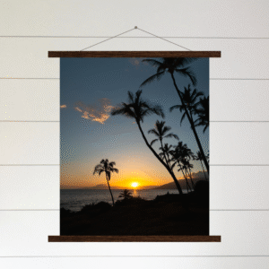 hawaii beach sunset art print with hangers fine art print, travel photography print, hawaii photography, beach print, travel decor