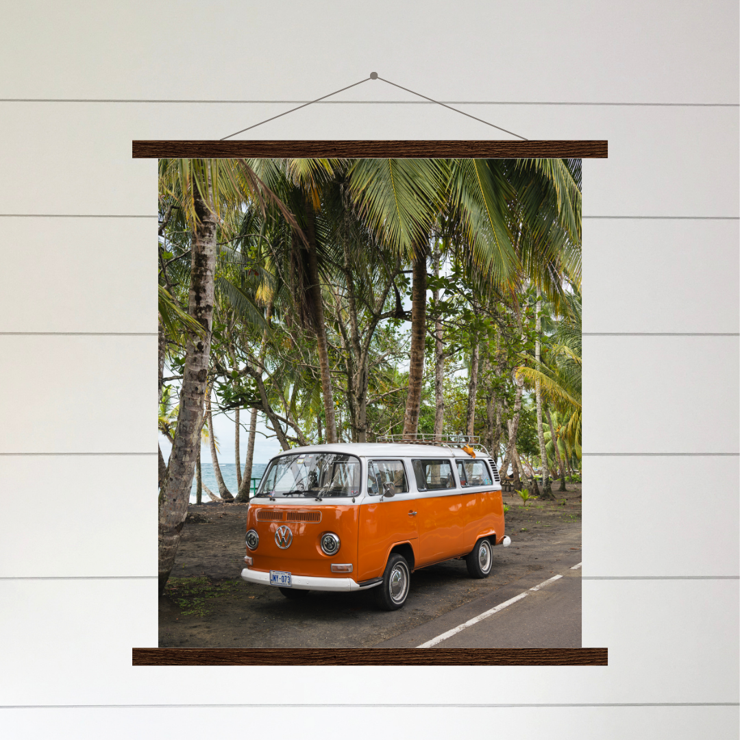 costa rica westfalia camper van art print with hangers fine art print, travel photography print, costa rica photography, travel decor