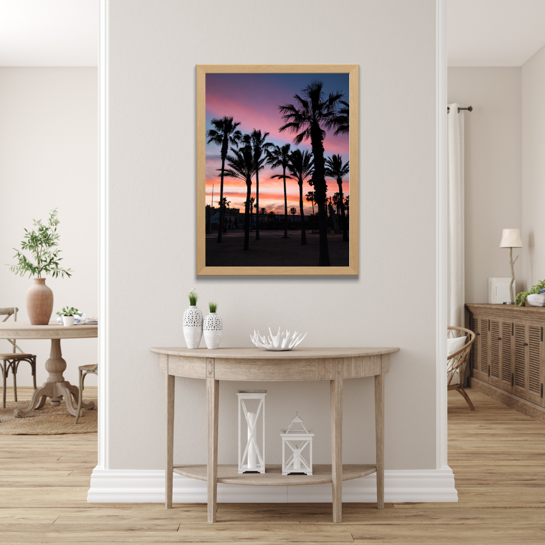 fin de journée à valence avec cadre en bois