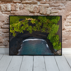 plage volcanique vue du ciel