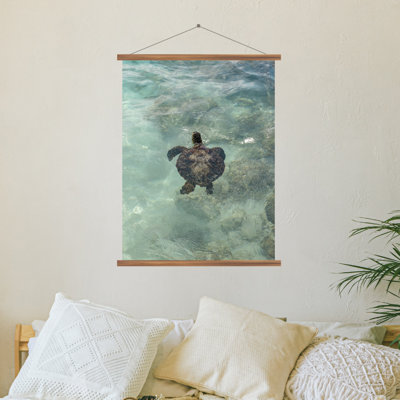 print sea turtle hawaii photography wood hangers wall art print beach aesthetic poster travel living room decor tropical gift for traveler