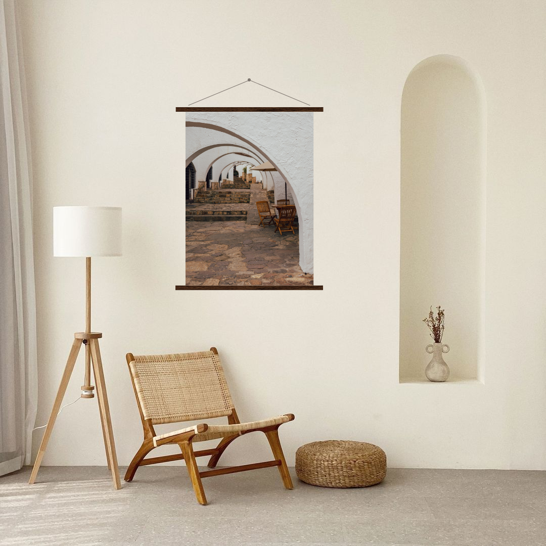 la terrasse du café avec cadre en bois