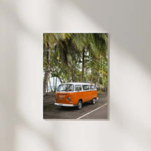 framed costa rica westfalia camper van print fine art print, wooden frame, travel photography print, costa rica photography, travel decor