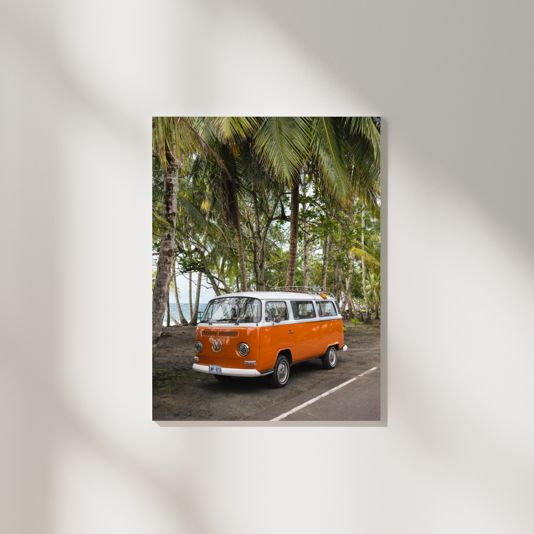 framed costa rica westfalia camper van print fine art print, wooden frame, travel photography print, costa rica photography, travel decor