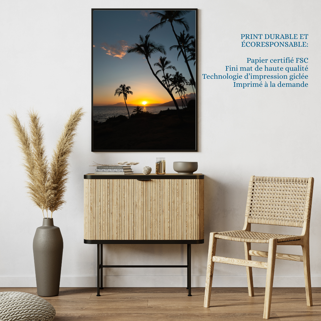 hawaii beach sunset art print fine art print, travel photography print, hawaii photography, beach print, travel decor, wall art