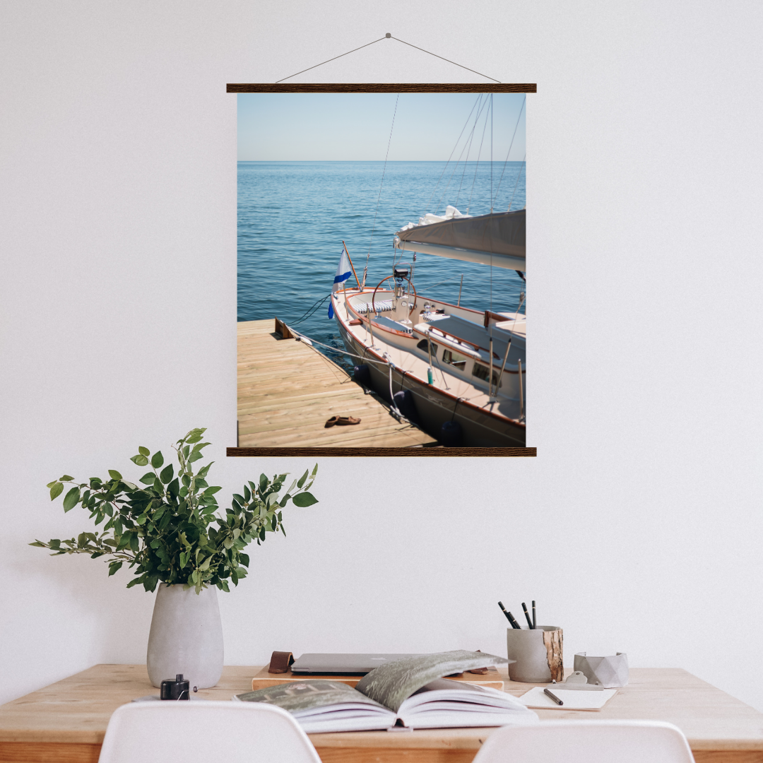 print boat photography wood hangers wall art decor print ocean aesthetic poster living room wall art sailboat gift for traveler