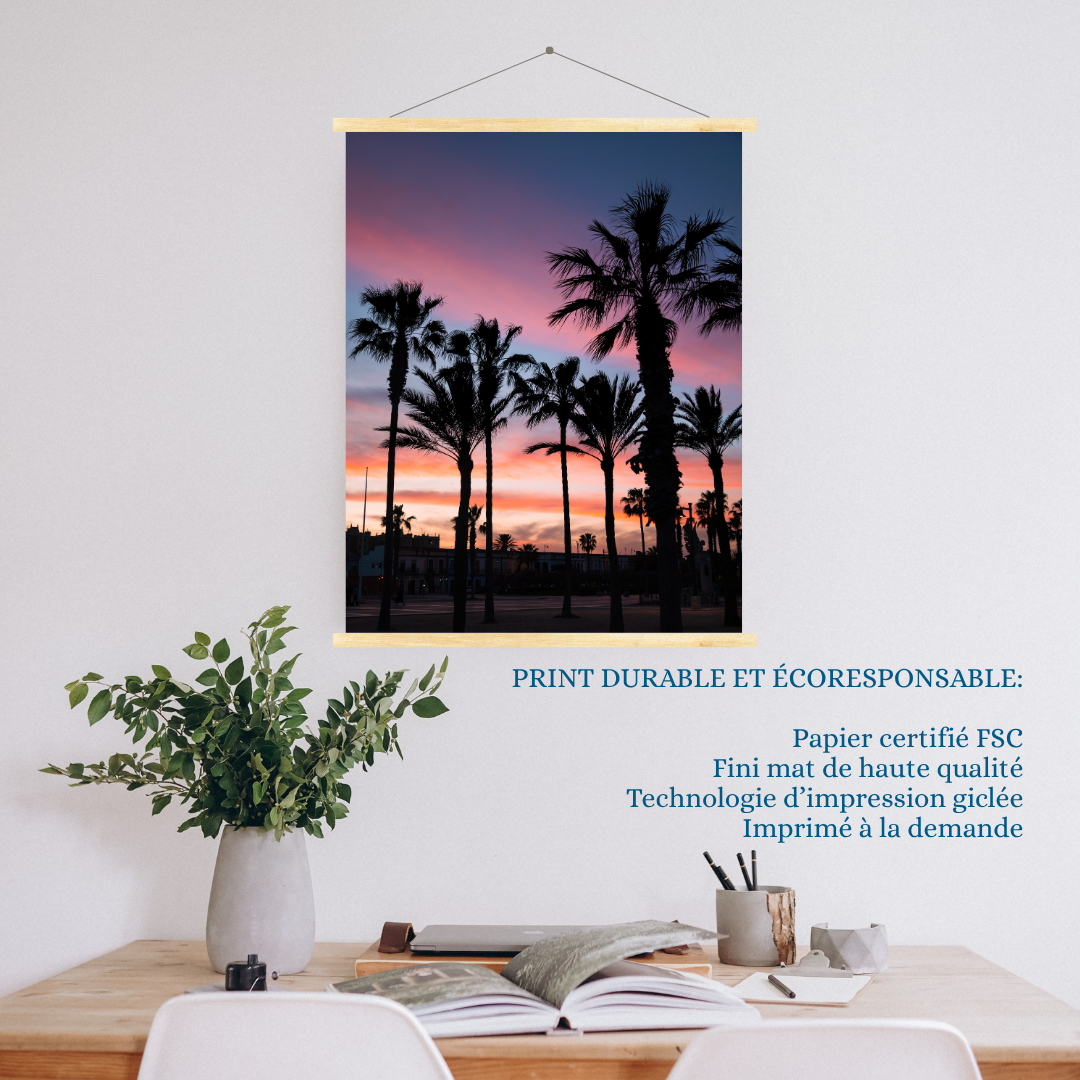 fin de journée à valence avec cadre en bois