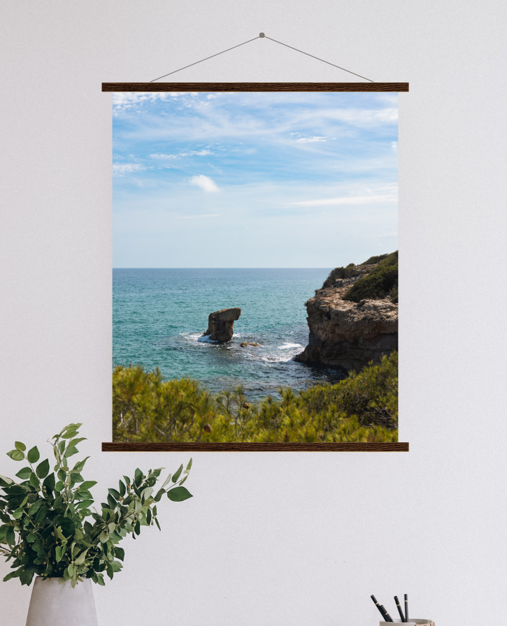 print coastal photography spain wood hangers fine art wall decor beach aesthetic poster living room wall art gift for traveler