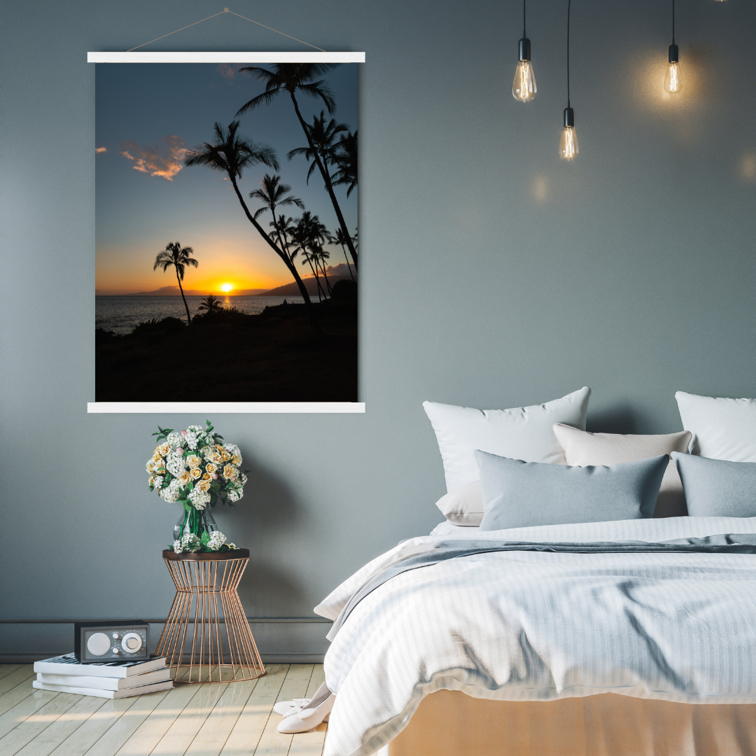 hawaii beach sunset art print with hangers fine art print, travel photography print, hawaii photography, beach print, travel decor