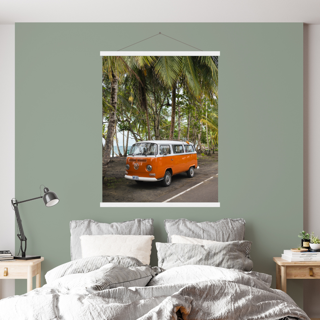 framed costa rica westfalia camper van print fine art print, wooden frame, travel photography print, costa rica photography, travel decor